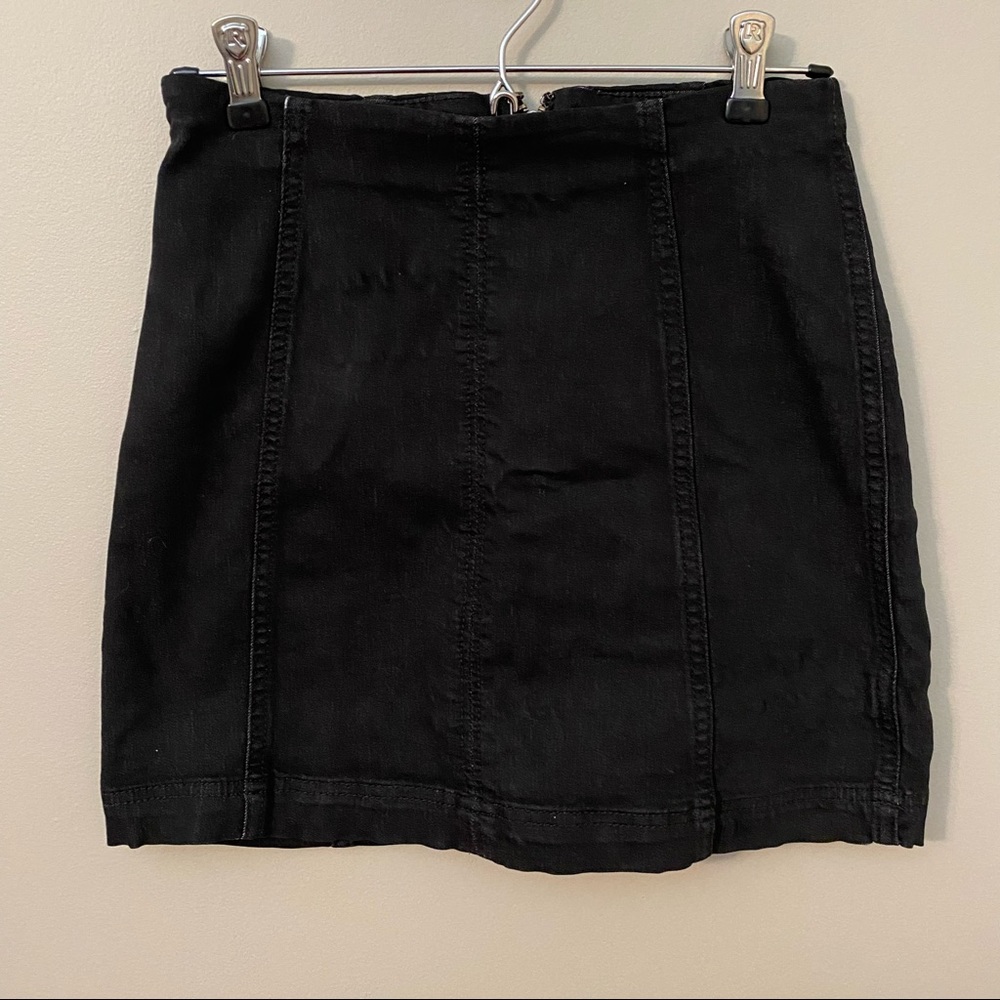 Free People Modern Femme Black Denim Mini Skirt - Picture 3 of 9